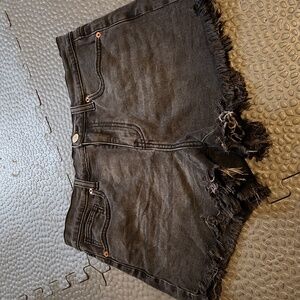 Black frayed shorts